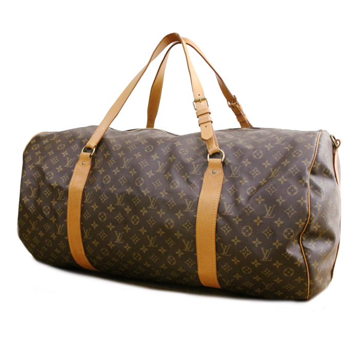 Louis Vuitton travel bag in monogram canvas and natural leather - Detail D1