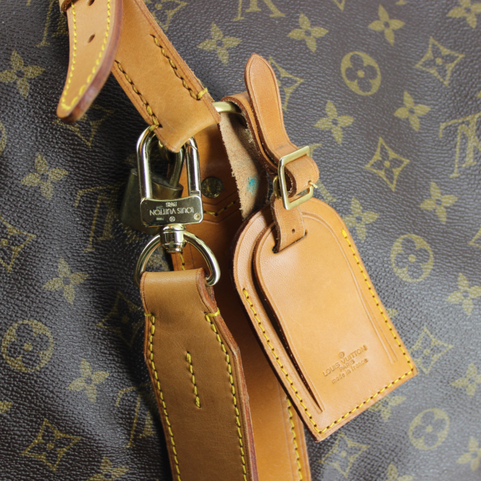Louis Vuitton travel bag in monogram canvas and natural leather - Detail D3