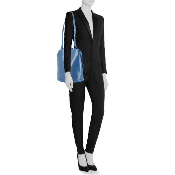 Borsa Louis Vuitton Cluny in pelle Epi blu - Detail D1