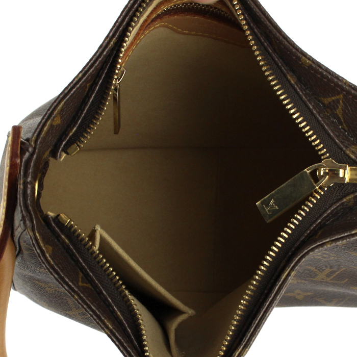 Louis Vuitton medium model handbag in monogram canvas and natural leather - Detail D2