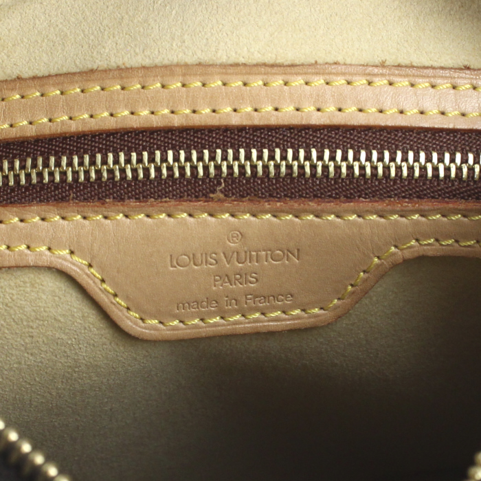 Louis Vuitton medium model handbag in monogram canvas and natural leather - Detail D3