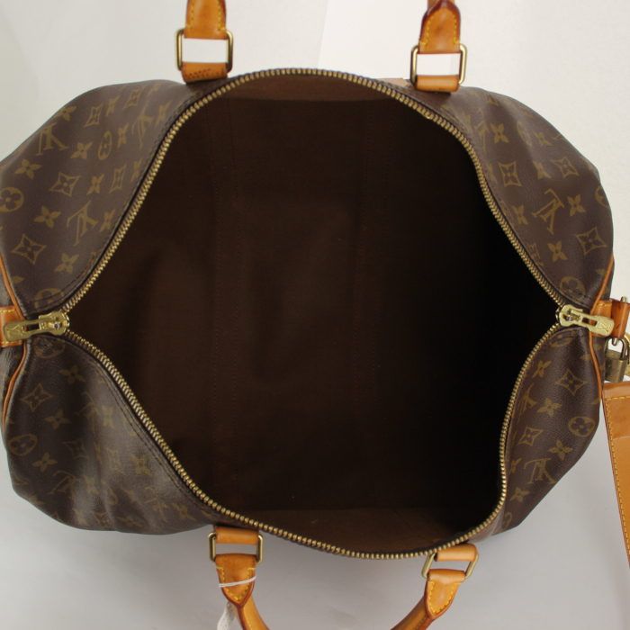 Louis Vuitton sac de voyage Keepall 50 cm en toile monogram et cuir naturel - Detail D3