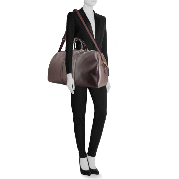 Sac de week end en cuir taiga bordeaux - Detail D1