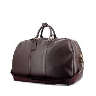 Bolso de fin de semana en cuero taiga color burdeos