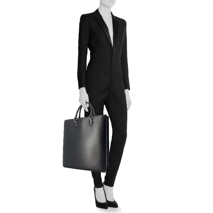 Louis Vuitton Plat handbag in black epi leather - Detail D1