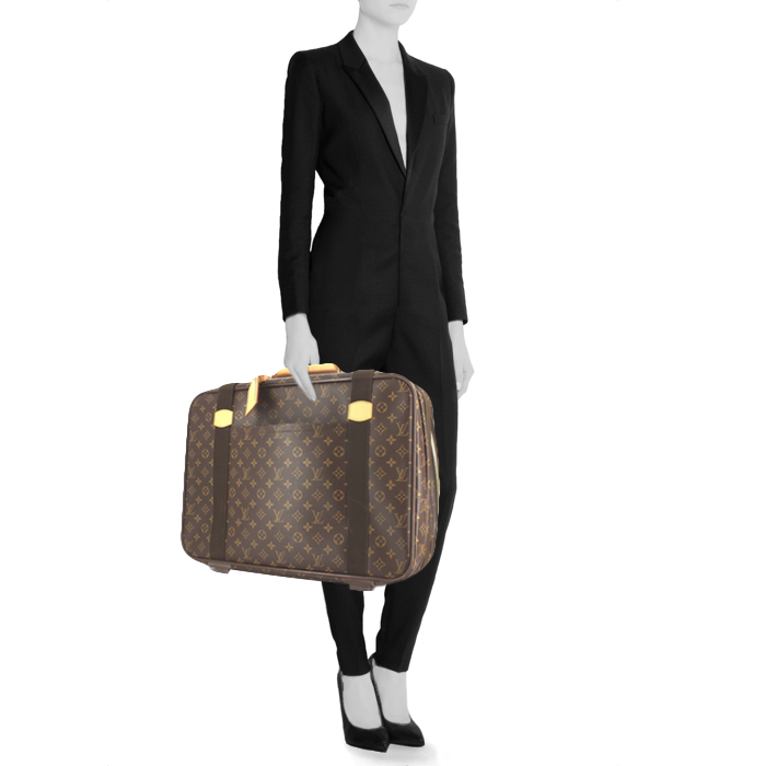 Valise Louis Vuitton Satellite en toile monogram et cuir naturel - Detail D1