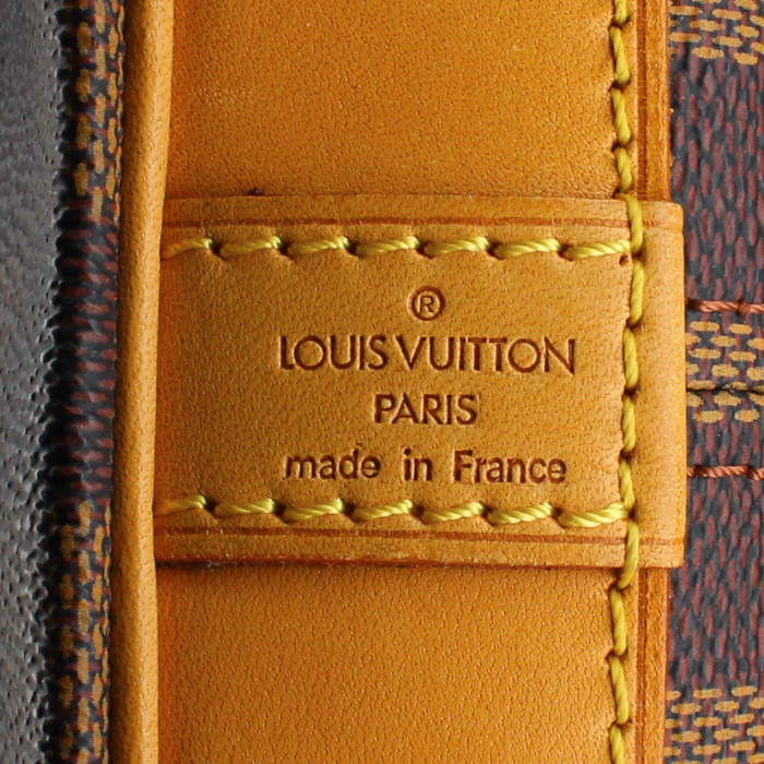 Borsa da viaggio in tela a scacchi ebana e pelle naturale - Detail D4