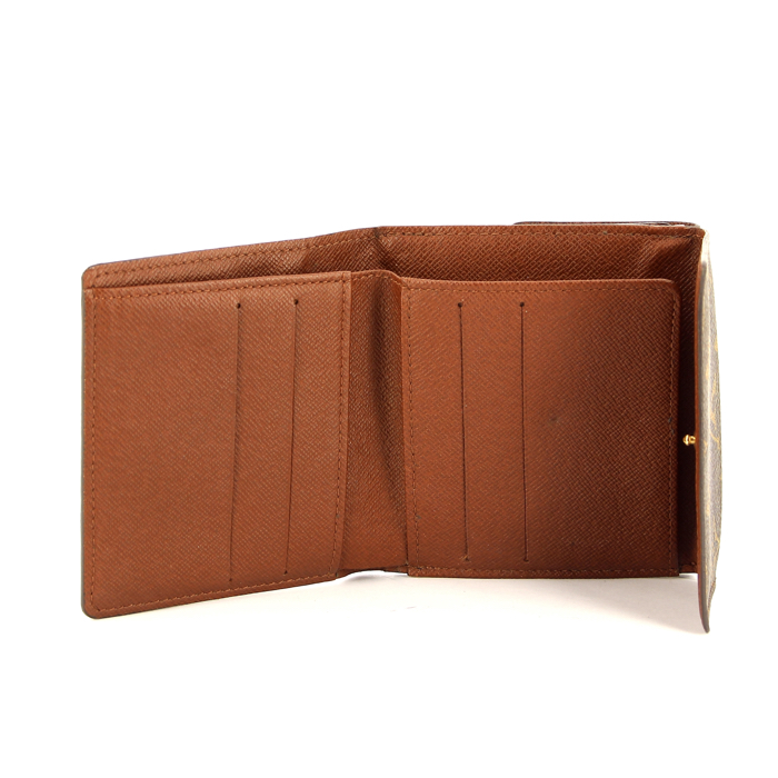 Wallet in monogram canvas and brown leather - Detail D1