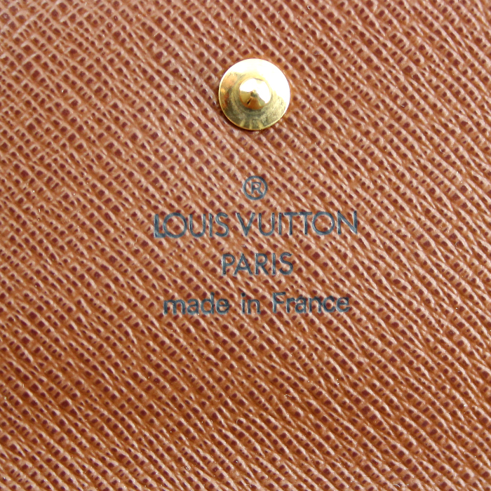 Louis Vuitton portefeuille Elise en toile monogram et cuir marron - Detail D4