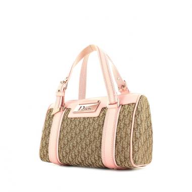 Sac à main en toile monogram beige et cuir rose