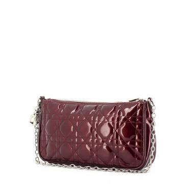 Pochette in pelle verniciata e foderata bordeaux