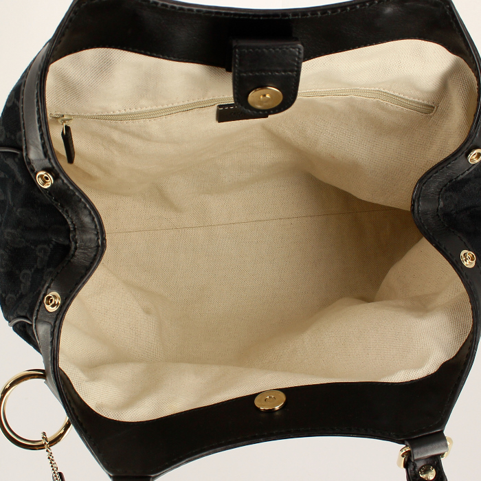 Sac à main en toile monogram et cuir noir - Detail D2