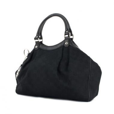 Bolso de mano en lona Monogram y cuero negro
