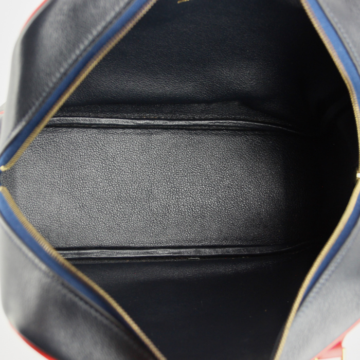 Borsa Hermes Plume modello piccolo in pelle Swift blu e rossa - Detail D2