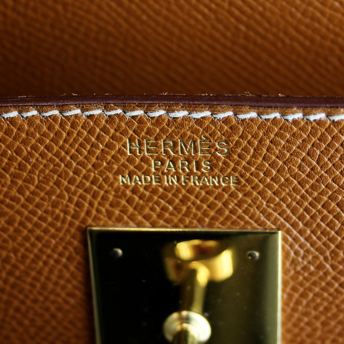 Hermès Kelly handbag 32 cm in brown leather - Detail D3