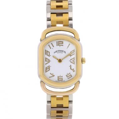 Montre Hermes Rallye en or et acier Vers 1990