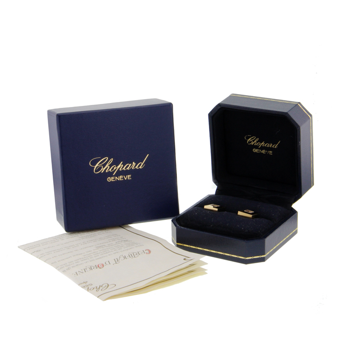 Chopard pair of yellow gold and diamonds Happy Diamonds square earrings - Detail D2