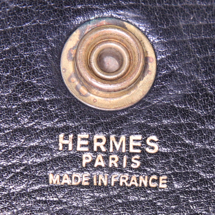 Hermes Nouméa handbag in black and gold leather - Detail D3