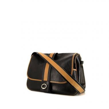 Zurrón Hermes Nouméa en cuero negro y color oro