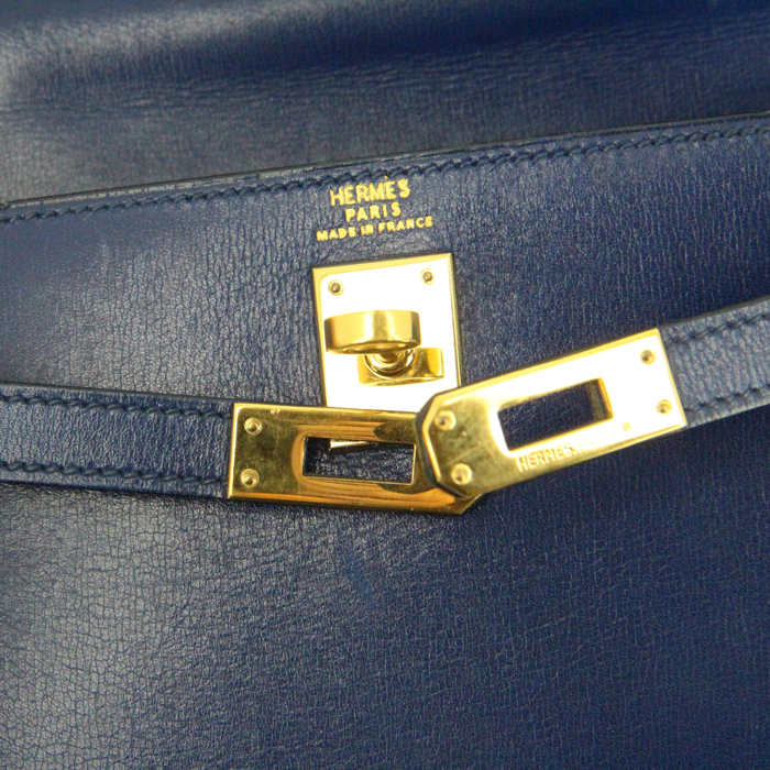 Hermès Kelly 20 cm en cuir bleu  - Detail D4