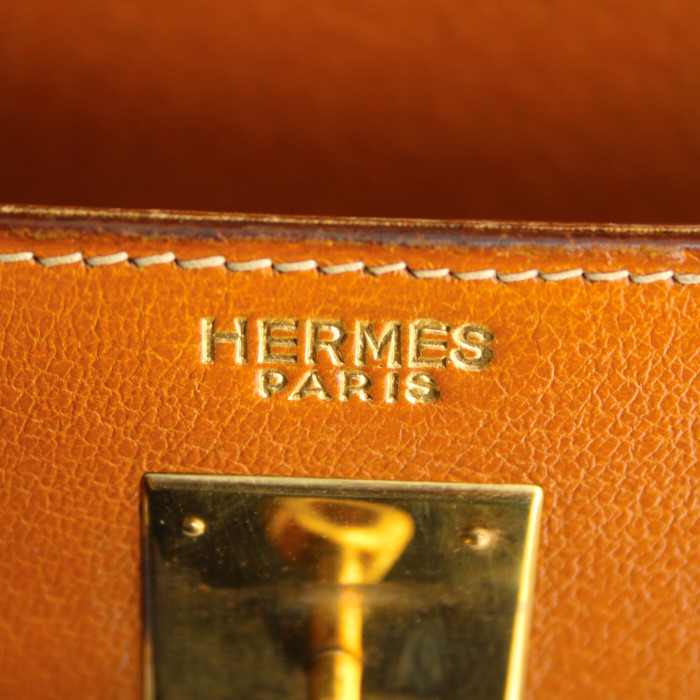 Bolso de mano Hermes Kelly 35 cm en cuero de Pecarí color oro - Detail D3