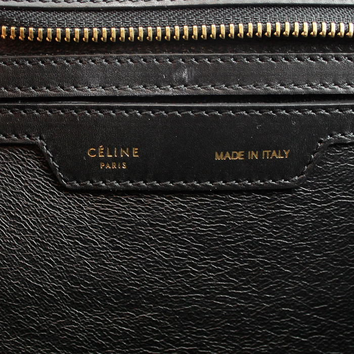 Celine sac Trapeze grand modèle en cuir noir et bleu et suédine beige - Detail D3