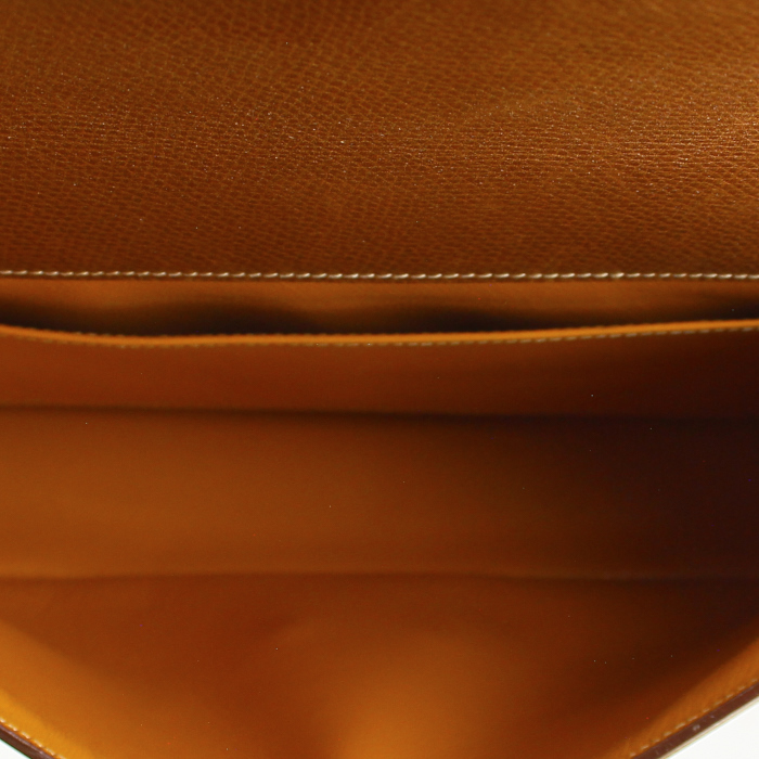Bolso de mano Hermès Dolly en lona beige y cuero natural - Detail D2