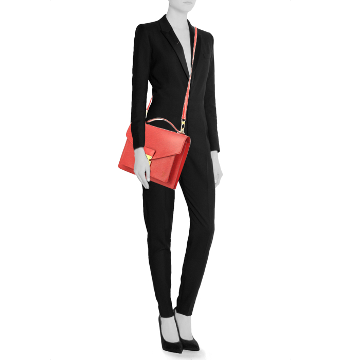 Louis Vuitton Monceau in red epi leather - Detail D1