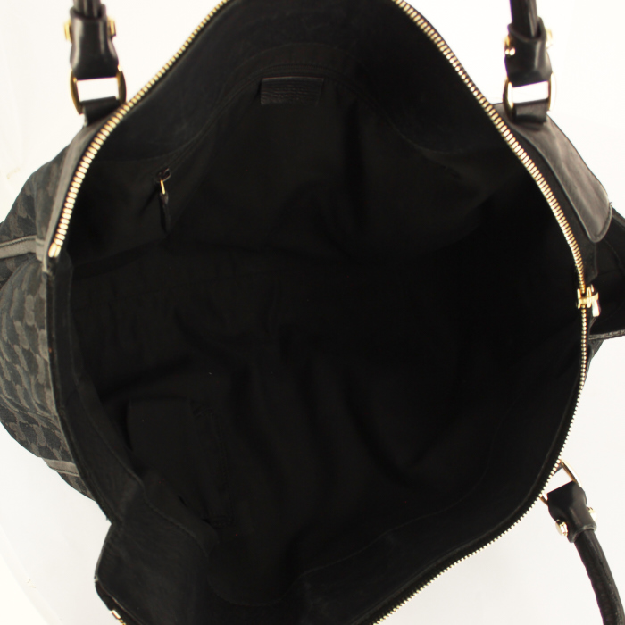 Borsa in tela monogram e pelle nera - Detail D2