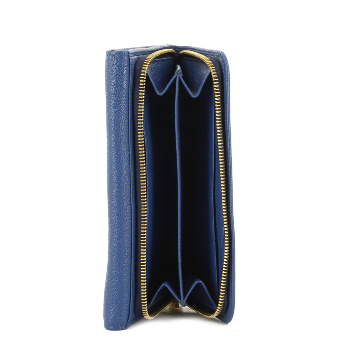 Miu Miu portefeuille Madras en cuir bleu - Detail D2