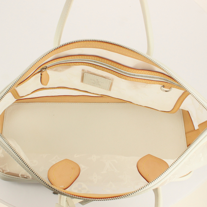 Louis Vuitton Lockit limited edition Bag in monogram nylon and beige leather - Detail D2