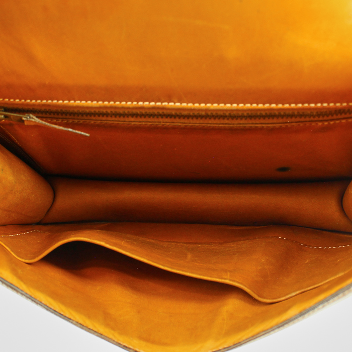 Hermes sac à main Hermes Constance en toile beige et cuir gold - Detail D2