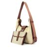 Hermès Tsako Bag in beige canvas and burgundy leather - 00pp thumbnail
