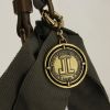 Lanvin Happy handbag in khaki and brown leather - Detail D4 thumbnail