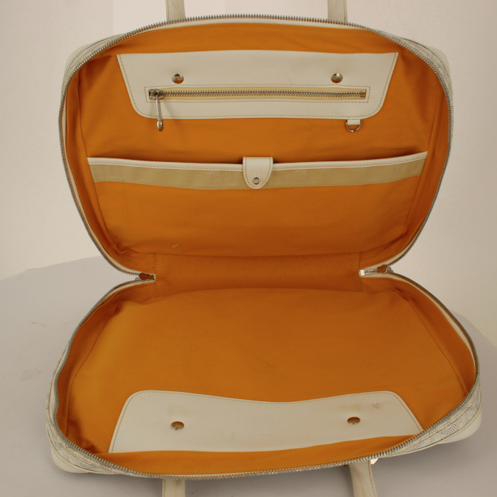 Porte-documents Goyard en toile monogram et cuir blanc - Detail D2