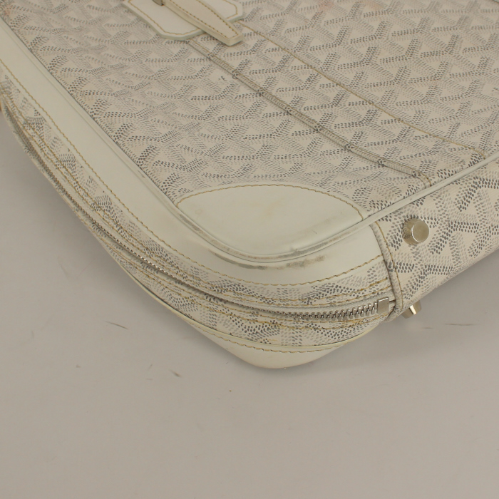 Borsa portadocumenti Goyard in tela monogram e pelle bianca - Detail D3