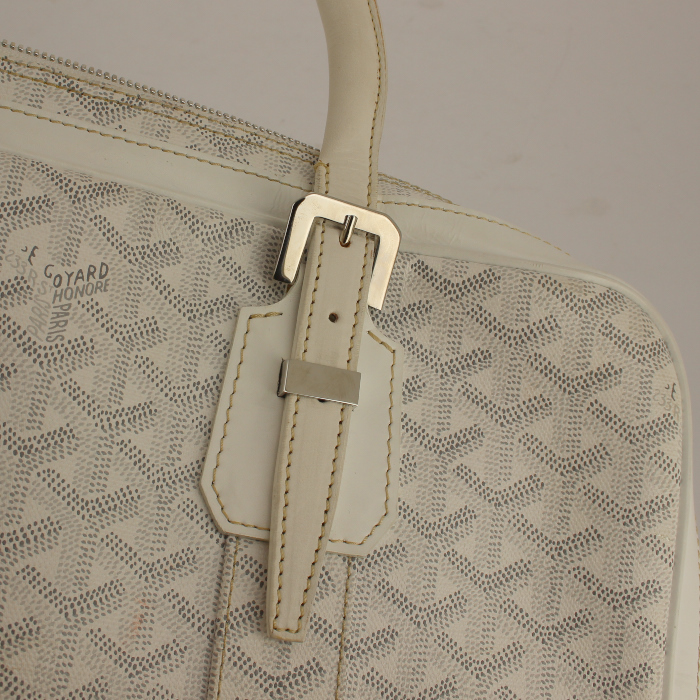Porta-documentos Goyard en lona Monogram y cuero blanco - Detail D5
