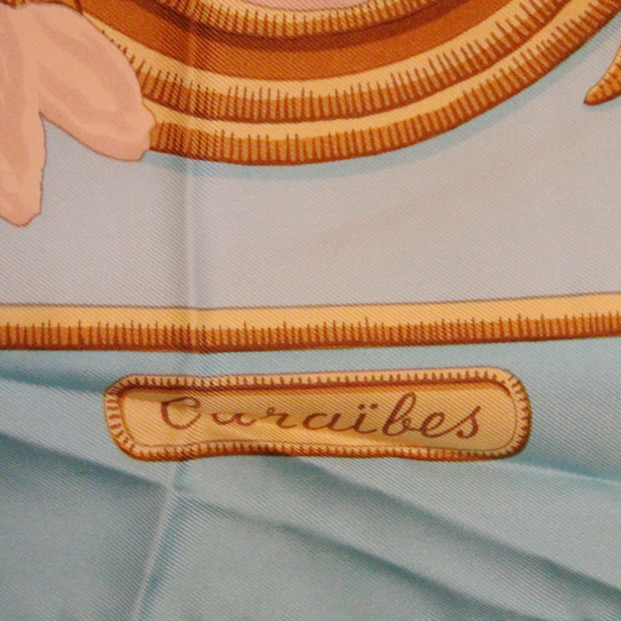 Hermes pañoleta cuadrada Carre Hermes en sarga de seda turquesa - Detail D2