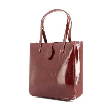 Sac à main en cuir vernis monogram bordeaux