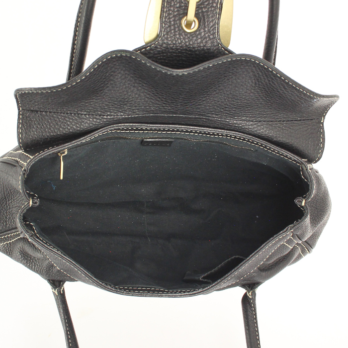 Celine Vintage Handbag in black grained leather - Detail D2