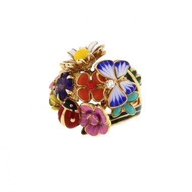 Anello Dior Jardin de Milly-la-Forêt modello piccolo in oro giallo e ametista