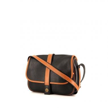 Besace Hermes Nouméa en cuir noir et gold
