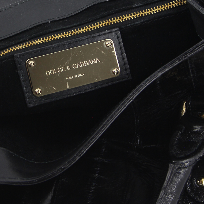 Dolce & Gabbana Bag in black leather imitating crocodile leather - Detail D3