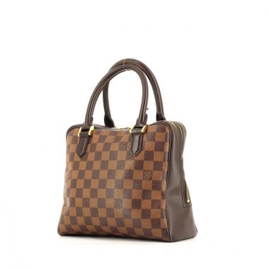 Borsa in tela a scacchi ebana e pelle marrone