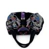 Handbag in black velvet and purple leather - 360 Front thumbnail