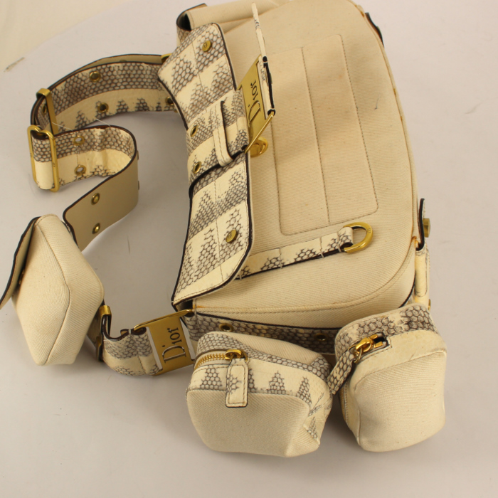 Borsa in tela beige e pitone - Detail D4