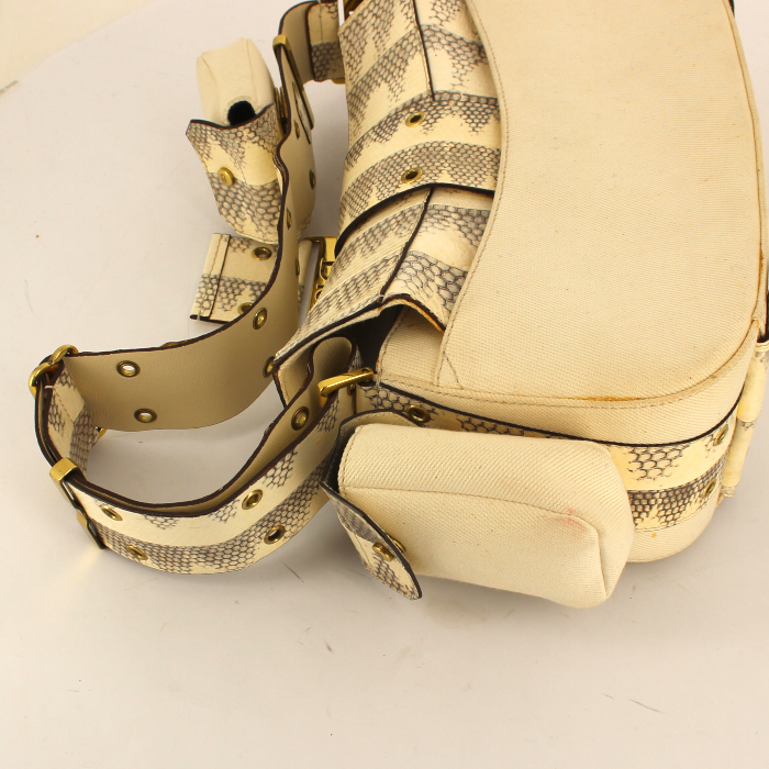 Borsa in tela beige e pitone - Detail D5