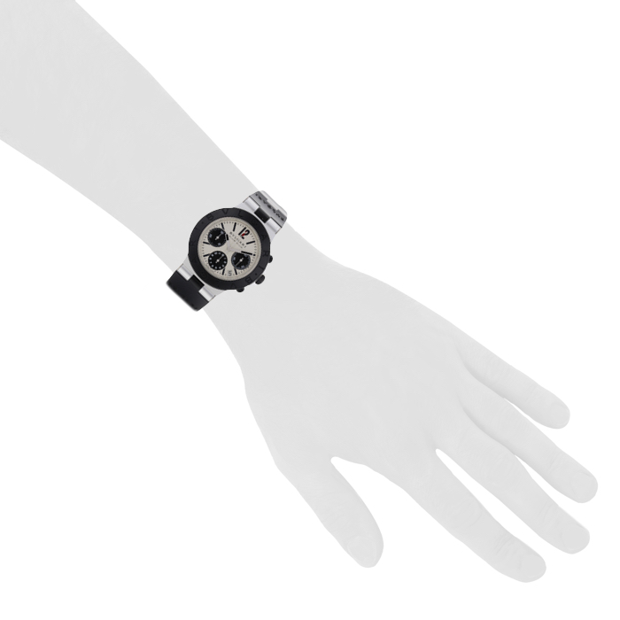 Montre Bulgari Chronographe DIagono en aluminium et caoutchouc noir Ref : AC 38 TA Vers 2011  - Detail D1