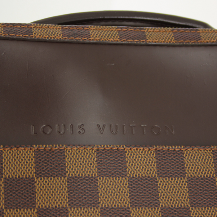 Porta-documentos Louis Vuitton Sabana en lona a cuadros y cuero marrón - Detail D4