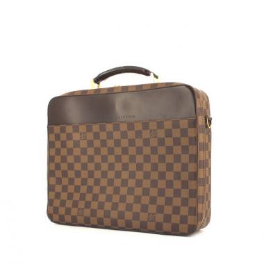 Porte-documents Louis Vuitton Sabana en toile damier et cuir marron